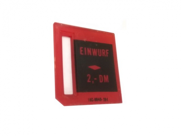 Williams Münzeinwurf Schild '2.-DM', gebraucht